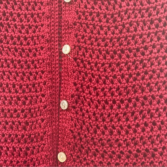 Eddie Bauer Button Down Cardigan women Small mesh long sleeve burgundy red top - Picture 3 of 8